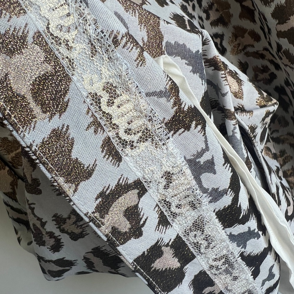 Lilly Pulitzer Leopard Calyssa Metallic Jacquard Puff Sleeve Dress Gold Silver 4 - Picture 7 of 13